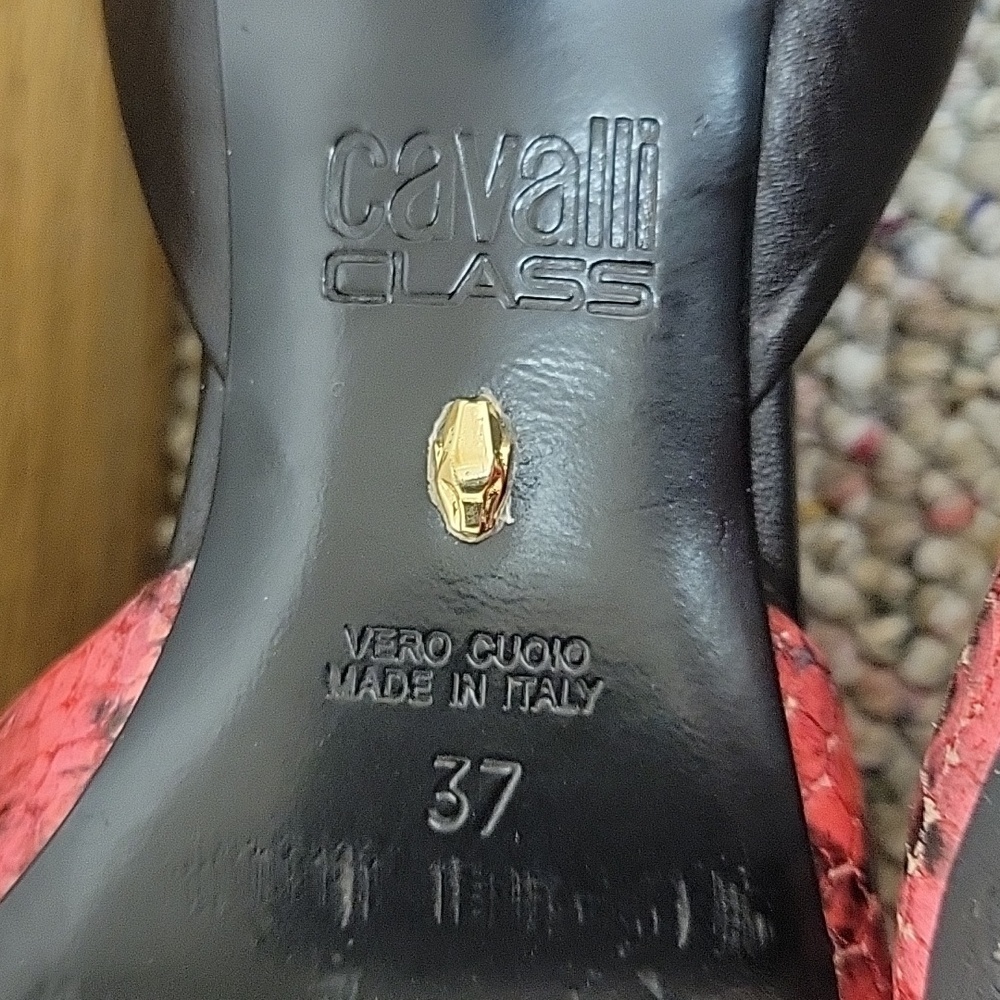 Cavalli Class Pink Black Python Kitten Heels Sz 3… - image 8